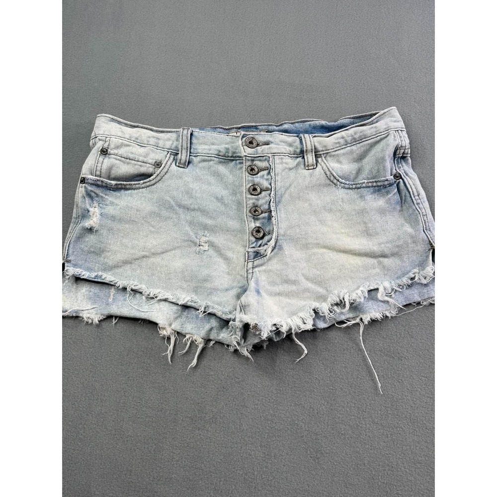 Free People Distressed Daisy Duke Button Fly Denim Cut Off Shorts Sz 28 Festival